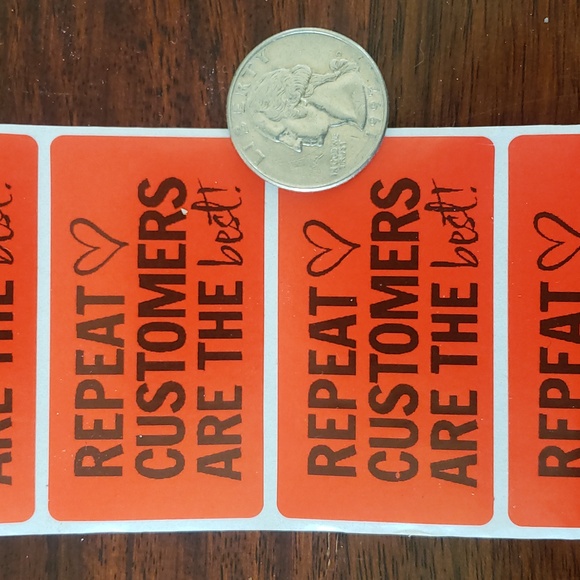 3/$15 THANK YOU STICKERS REPEAT CUSTOMERS ARE THE BEST Red Pink Mix Set of 60 - Picture 5 of 5